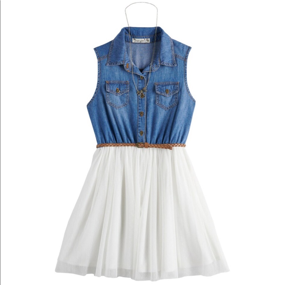 Sleeveless Chambray Shirt Dress
